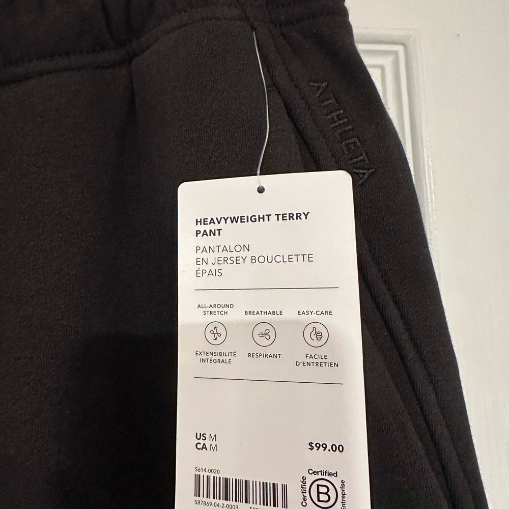 Athleta Women's Black Heavyweight Terry Mid Rise Pant - Black Size M NWT - Picture 5 of 8